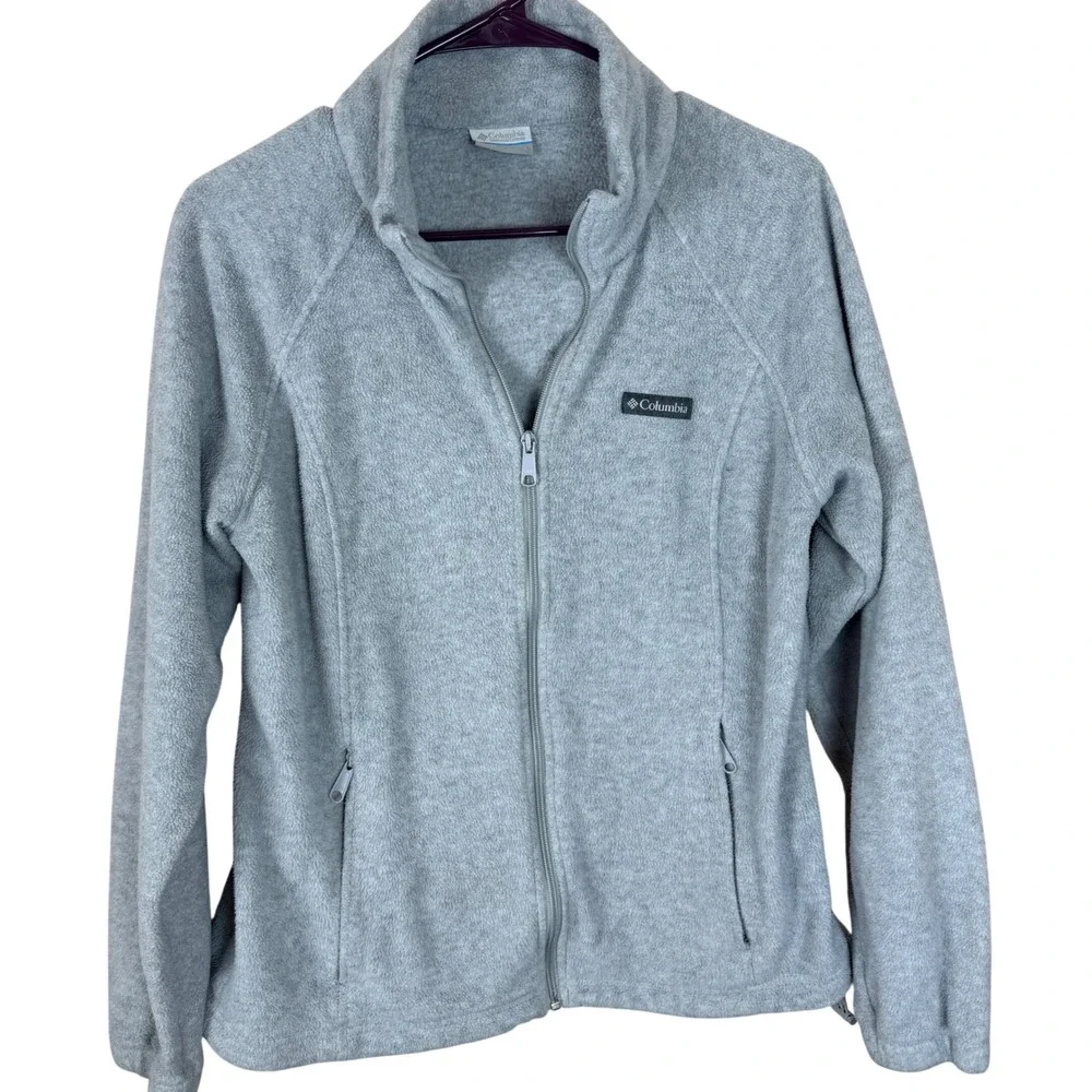 Columbia Womens Full Zip Fleece Jacket Gray Mock Neck WL6439 Size Large‎